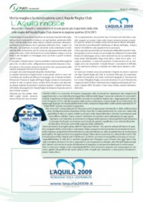 L’Aquila2009 su “Punto neroverde” la pubblicazione dedicata ai tifosi di rugby