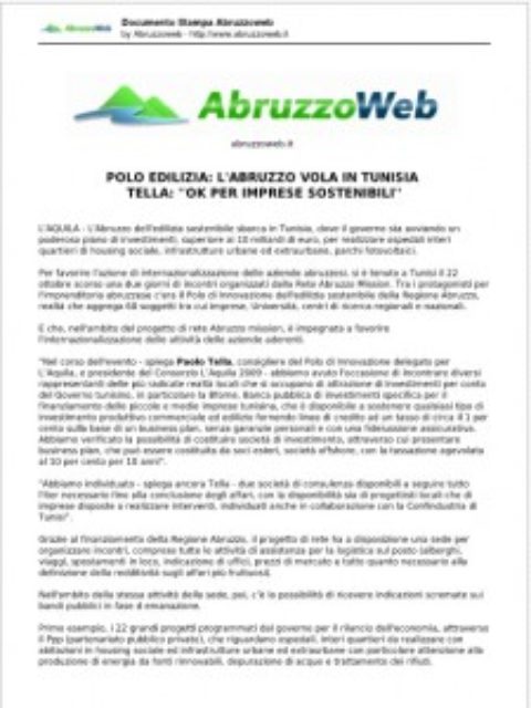 L’Aquila 2009 è tra i 22 progetti promossi dalla Tunisia